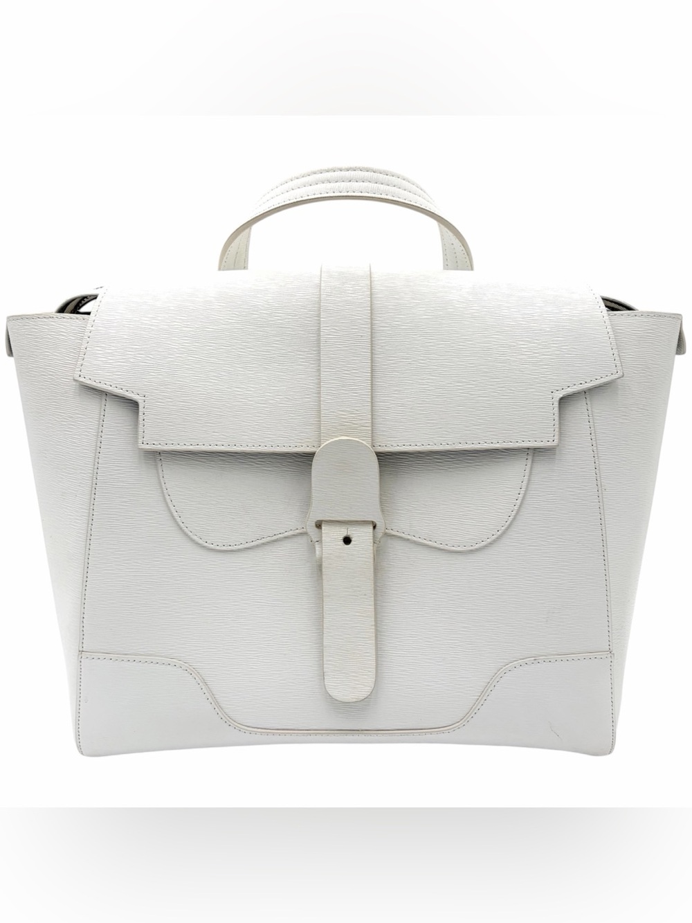 Senreve Maestra White Pebbled Leather 4-Way Convertible Bag